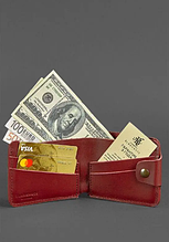 Жіночий шкіряний гаманець якісний на кнопці, шкіряні гаманці ручної роботи для дівчат Бордовий