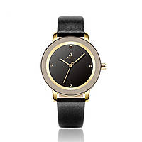Часы наручные женские золотые женские часы классические женские часы с кожаным ремешком с кожанным ремешком Черный