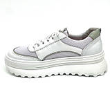 Жіночі шкіряні кросівки білого кольору на шнурівці MIDA 230595(400) розмір 36, фото 2