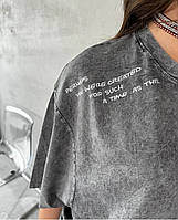 Стильная модная футболка-топ варенка, рванка с потертостями «A time» Ткань Тай-дай 42-48 Цвет Серый