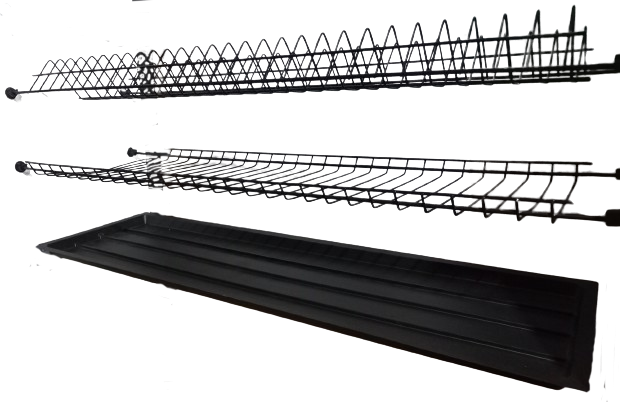 Сушарка для посуду шафа 80 см, дворівнева чорна