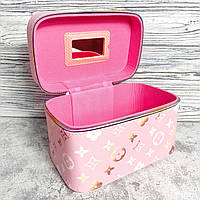 Бьюти кейс, чемодан, сумка кейс для косметики Louis Vuitton розовый, средний