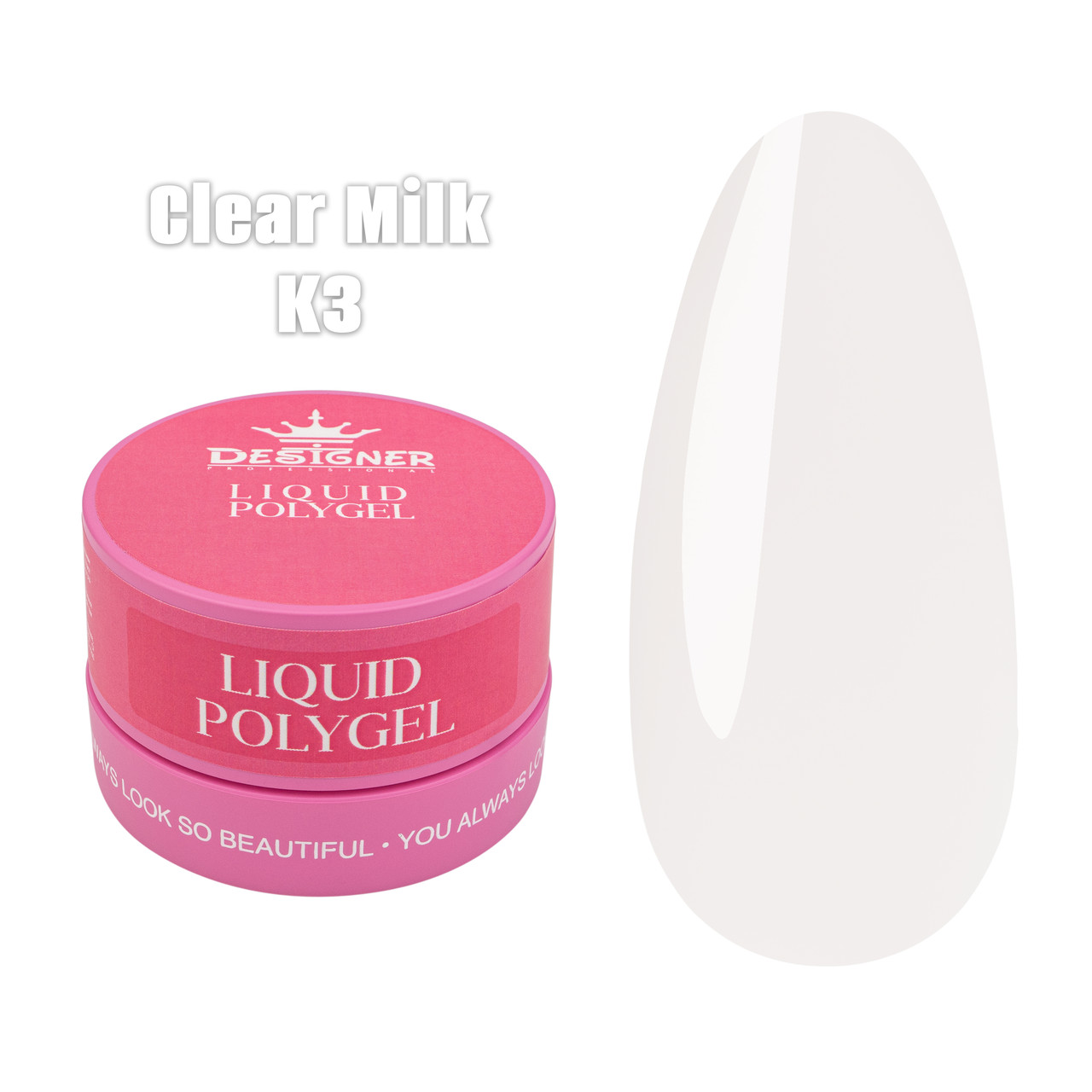 Рідкий полігель Designer Professional 30мл. у банцi К3 Clear Milk