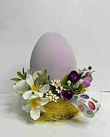 Большое пасхальное яйцо с цветочным декором .Пасхальный декор