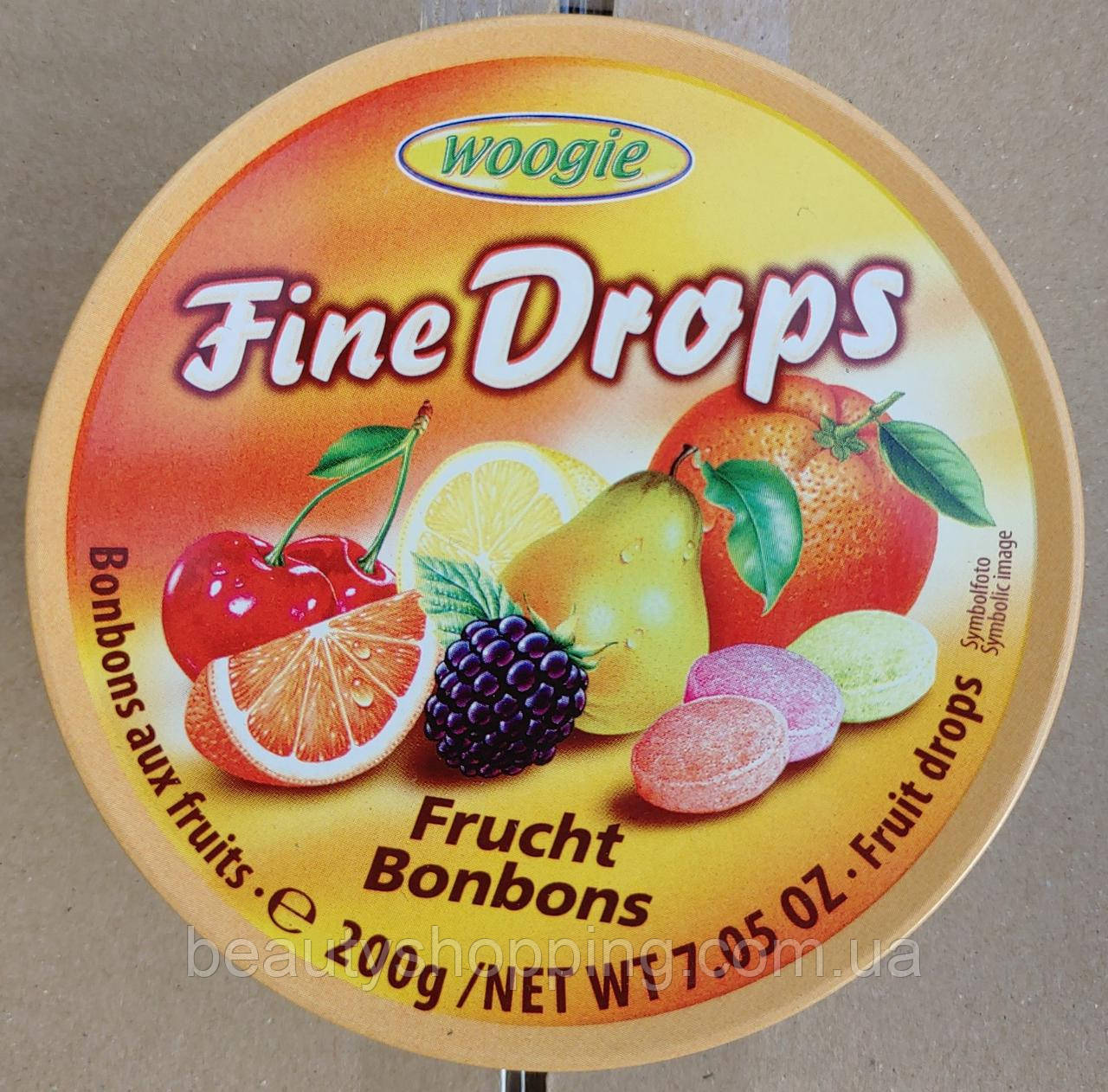 Льодяники зі смаком фруктів та ягід Frucht Bonbons Fine Drops Woogie 200 гр Австрія