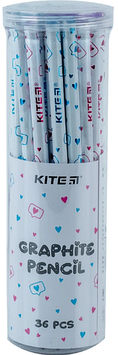 Олівець гр. "Kite" №K24-059-1 Hearts з кристалом,білий корпус,в тубі(36)(432)