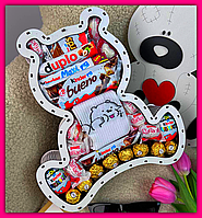 Подарочный бокс с киндер конфетами для девушки, подарочные наборы сладостей с цветами на праздник для детей Наполнение №3