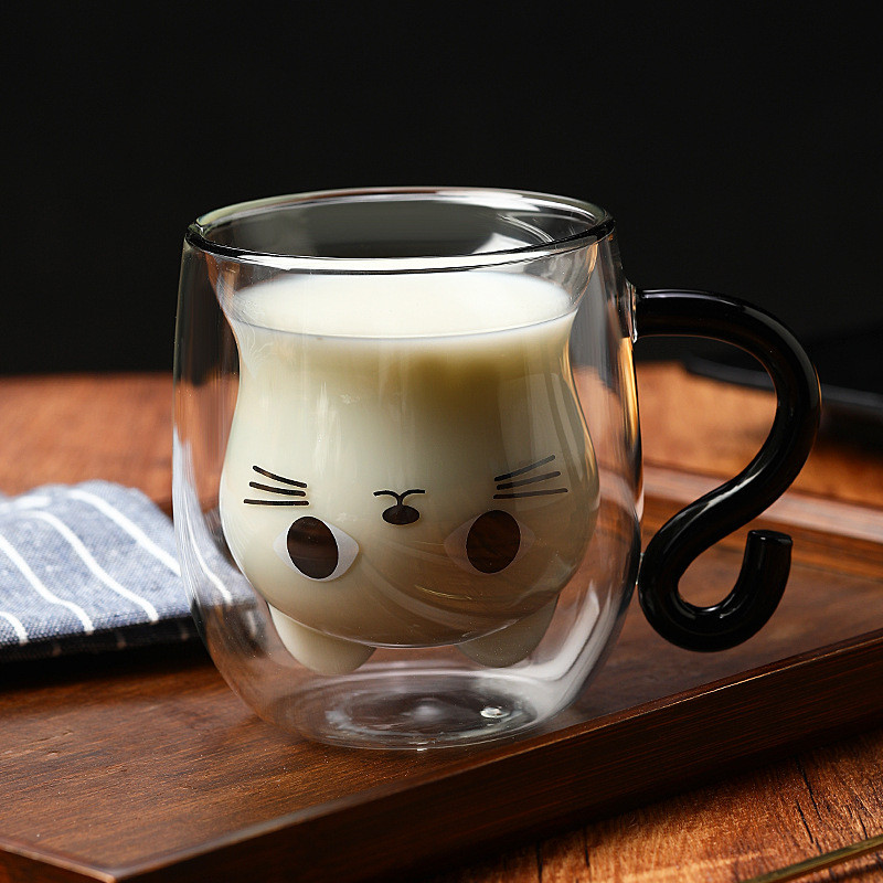 Чашка з подвійними стінками у формі мультяшного кота, 250 мл, термостійкий кухоль для кави та чаю