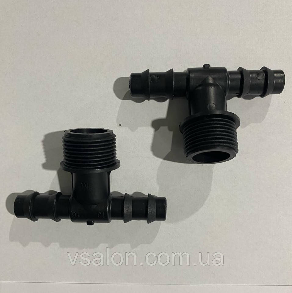 Трійник для крапельної трубки 16мм зовнішня різьба 3/4", фото 1