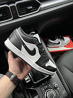 Демисезонные кроссовки Nike Air Jordan 1 Low женские натуральная кожа подошва резина белые с черным, Найк
