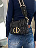Жіноча сумка Cristian Dior Montaigne Dark Blue (Синя) Кроссбоді екошкіра текстиль 1 відділення на широкому ремені Діор, фото 5