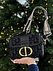 Жіноча сумка Cristian Dior Montaigne Dark Blue (Синя) Кроссбоді екошкіра текстиль 1 відділення на широкому ремені Діор, фото 7