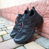 Salomon мужские весенние/осенние черные кроссовки на шнурках.Демисезонные черные мужские текстильные кроссы