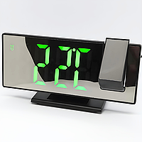 Часы электронные настольные с проекцией и градусником LED mirror clock green light