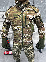 Зимняя тактическая куртка Single Sword мультикам на флисе, военная куртка SoftShell осень-зима армейская зсу