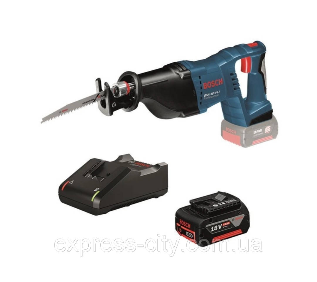 Ножівка акумуляторна Bosch GSA 18 V-LI Professional, 1 акб GBA 18V 4 Ah(0615990L6H), фото 1