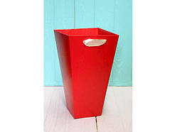 Коробка для квітів трапеція велика 9,5*15*26,5см червона ТМ УПАКОВКИН Solmir