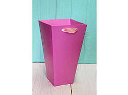 Коробка для квітів трапеція велика 9,5*15*26,5см рожева ТМ УПАКОВКИН Solmir