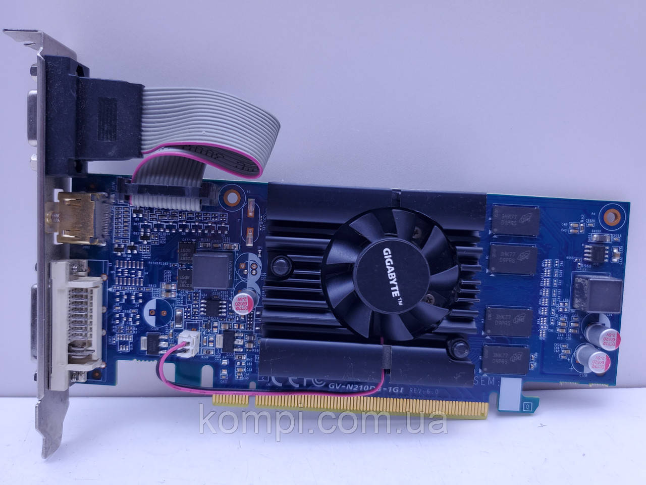 Відеокарта GIGABYTE GeForce G210 1GB (1GB,GDDR3,64 Bit,HDMI,PCI-Ex,Б/у), фото 1