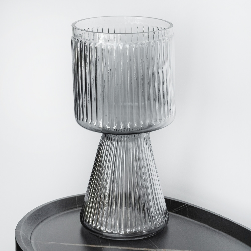 Скляна ваза "Сіра симетрія" 31 см