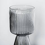 Скляна ваза "Сіра симетрія" 31 см, фото 2