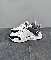 Nike мужские весенние/осенние белые кроссовки на шнурках.Демисезонные мужские белые кожаные кроссы