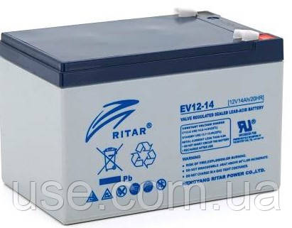 Акумулятор EV, 12 V, Вольт, В, 14 AH, Ампер годин, А*годин, для електровелосипедів