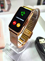 Женские умные часы для андроид и iOS,Водонепроницаемые смарт часы с ремешком золотого цвета,браслет для женщин