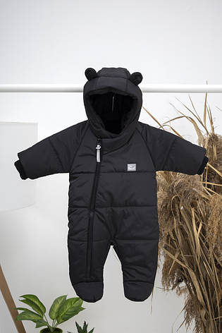 Дитячий демісезонний весняний велюровий комбінезон 0-12 міс с капюшоном для новонародженого  62 68 74 см, фото 1