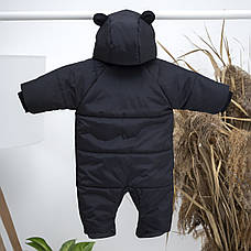 Дитячий демісезонний весняний велюровий комбінезон 0-12 міс с капюшоном для новонародженого  62 68 74 см, фото 2