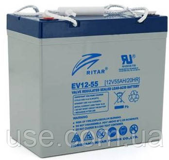 Акумулятор квадроцикла тяговий 12 V 55 Ah, аг, ампер годин, мототехніки, AGM, VRLA