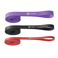 Резинові петлі для тренувань U-POWEX UP_1073 Power Band набір 3шт. Red/Black/Purple (4,5-39kg) MS