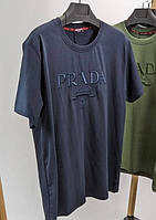 Prada футболка мужская модная синяя стильная молодежная классическая Прада