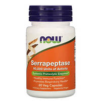 NOW Serrapeptase 60 рослинних капсул MS