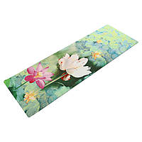 Килимок для йоги замшевий двошаровий з принтом Білий Лотос 183x61x0.3 см Record FI-5662-34
