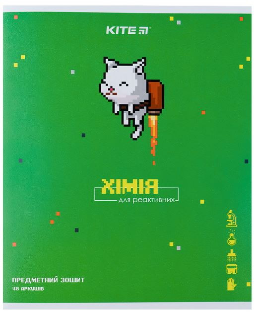 Зошит шкільний А5+ 48арк Kite предметний кл. Pixel Хімія K21-240-14, фото 1