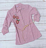 Плаття дитяче в смужку з вишивкою на дівчинку 6-9 років "JUNIOR" купити недорого від прямого постачальника