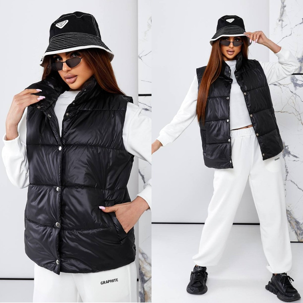 Жіноча жилетка з високим коміром, фото 1