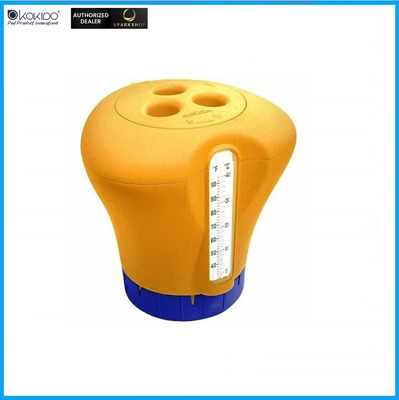 Дозатор-поплавок для басейну під великі таблетки хлору Kokido K619BU Термометр колір: помаранчевий, фото 1