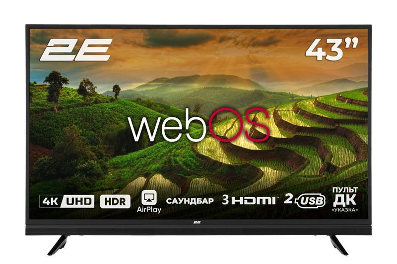 Телевізор 43" 2E LED 4K 50Hz Smart WebOS, Black