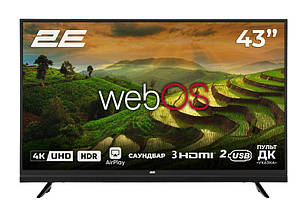 Телевізор 43" 2E LED 4K 50Hz Smart WebOS, Black