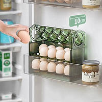 Контейнер для зберігання яєць Трирівневий лоток для яєць у холодильник 30 шт. Зелений