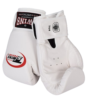 Рукавички боксерські білого кольору TWINS 8 OZ Зручні рукавички із застібкою-липучкою для тренувань