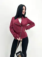 Стильная легкая бомбезная замшевая куртка-жакет,укороченный прямой крой 42-44,46-48,50-52 Цвет 4 Бордо