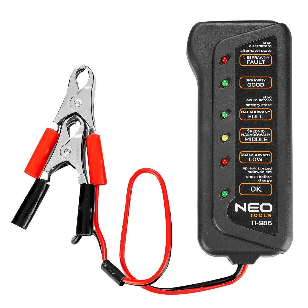 Neo Tools Тестер акумулятора 12В, 2 затискачі типу «крокодил»
