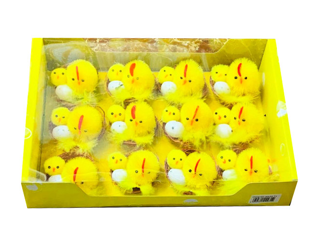 Великодні прикраси Курчата з курочкою 5см Набір (12 шт)