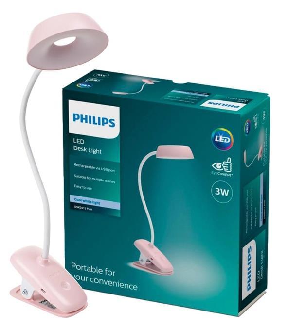 Лампа настольна Philips LED Reading Desk lamp Donutclip рожевий