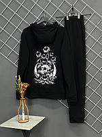 Демісезонний спортивний костюм Moon чорний худі + штани (двонитка)
