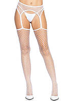 Сетчатые чулки с поясом Leg Avenue Net stockings with garter belt White O/S