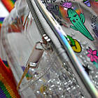 Дитячий силіконовий прозорий рюкзак із райдужними ручками 23*20 см на блискавці яскравий принт Кактус, фото 3
